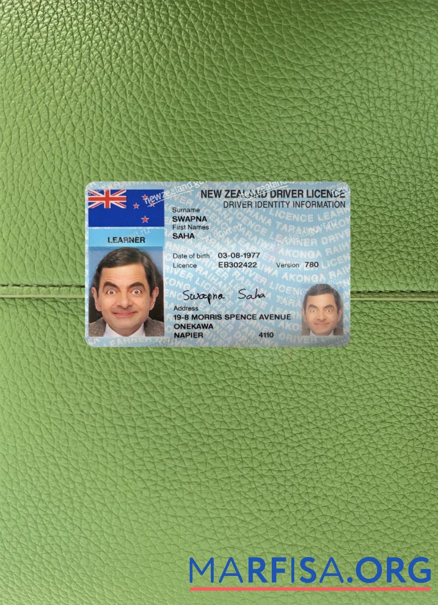 Printable New Zealand driving license 2022 present photolook template